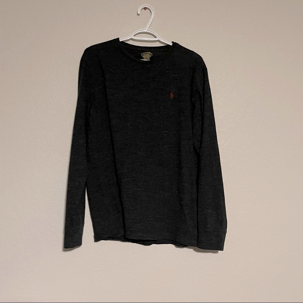Charcoal Grey Polo by Ralph Lauren long sleeve tee size large, NWOT